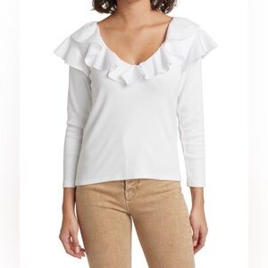 ⭐️NWT⭐️ Veronica Beard Strata Ruffled V-Neck, Size S